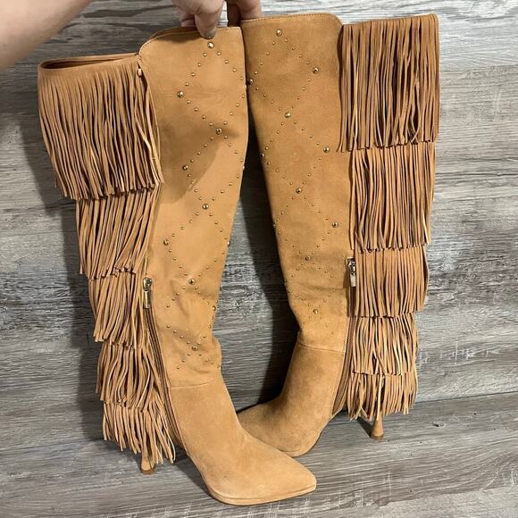 Vince Camuto Panaryaz Knee High Fringe Boots 7M - Picture 8 of 16